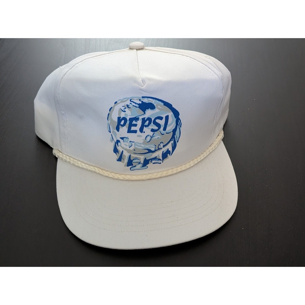 Vintage‎ Pepsi Hat Trucker Snapback White Bottle Cap Logo OSFM By Fahrenheit